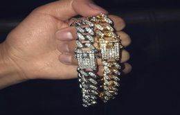 New nice classy shiny Mens Hip Hop Gold Bracelets Jewellery Iced Out Chain Bracelets Rose Gold Silver Miami Cuban Link Chain Bracele7239644