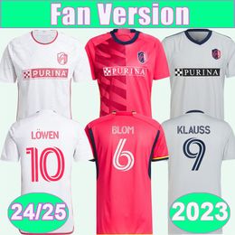 2024 25 St. L ouis City Mens Soccer Jerseys 2023 KLAUSS BLOM LOWEN PARKER Home Red Away Football Shirts Uniforms