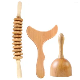 Decorative Flowers Massage Stick Muscle Massager Scraping Board Body Sculpting Shoulder Tool Wood Thigh