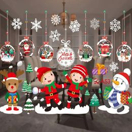 Christmas Window Stickers Merry Christmas Decorations for Home 2023 Christmas Wall Sticker Kids Room Year Decoration 2024 240408