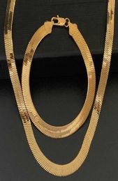 3 4 5 7mm Wide Flat Herringbone Necklace For Men Bone Chain Chokers 18k Gold Filled Vintage Miami Jewelry9725378