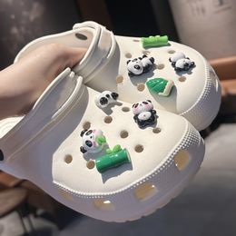 New Cute Little Panda Hole Shoe Charms Decorations Simulated Bamboo Shoots Shoes Buckle DIY 3D Hole Shoe Accessories