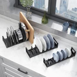 Kitchen Storage Cabinet Rack Black Clips Tableware Drainer Dish Shelves Hanging Space Aluminium Akcesoria Kuchenne Items