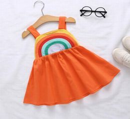 Rainbow Baby Girl Dress 2020 Summer Cotton Sleeveless Holiday Dress Casual Dresses Baby Clothes 15Y E200389201806