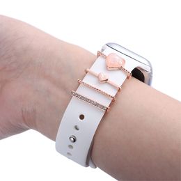 Watch Band Metal Charms Decorative Ring Diamond Ornament Smart Watch Silicone Strap Accessories For iwatch Bracelet