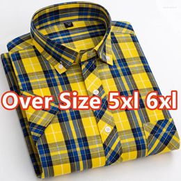 Men's Casual Shirts Mens Plaid Shirt Cotton Fashion Design Young Soft Comfort Cardigan Blouse For Short Sleeve Oversize S-6XL
