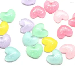 Decorative Flowers 50/100pcs Sell 15 16mm Jelly Glitter Heart Candies Resin Transparent Confetti Cabochons Cartoon Girl DIY