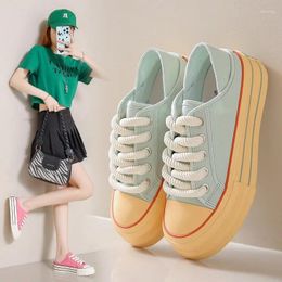 Casual Shoes Sneakers Women Canvas Tenis Half Slippers Flats Female Retro Low Top Black Platform Loafers Mules