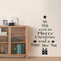 Window Stickers Christmas Wall Posters Decals Waterproof Blessing Happy Year Tree Stars Gifts Home Party Decor#p3