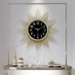 Wall Clocks Golden Designer Clock Large Art Luxury Metal Aesthetic Living Room Silent Despertador Home Decor