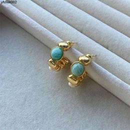 French Bohemian Tianhe Stone Ear Studs Fashionable Holiday Style Small and High End Designer Same 7tqw