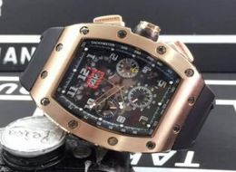 Luxury Top Brand Rose Gold Stainless Tonneau Fashion Date Mens Mechanical Skeleton Watch Rubber Band Date Men Automatic Movement W9727184