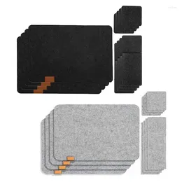 Table Mats 12 Pcs/Set Placemats Drink Coasters Cutlery Holder Protective Dining Pad Mat Washable Non-Slip Drop