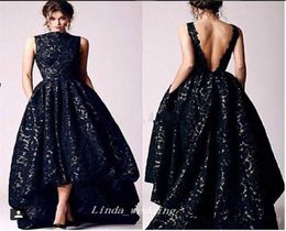 2019 New Arrival High Collar Long Evening Dress Vintage Arabic Lace Backless High Low Formal Women Party Gown Plus Size2411409