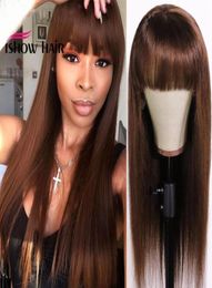 Ishow Brazilian 4 27 Straight Human Hair Perücken mit Pony 27 30 99J Orange Ingwer 350 peruanische Keine Spitzenperiere Indische Haare Malaysian2498318