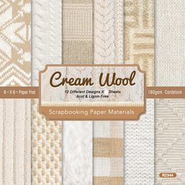 Gift Wrap 6"X6" Cream Wool Scrapbook Paper Scrapbooking Patterned Pack DIY Craft Background