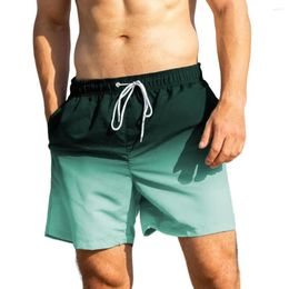 Men's Shorts Men Athletic Stylish Beach With Gradient Contrast Colour Drawstring Elastic Waist Pockets For Casual