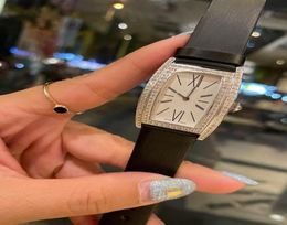 Ladies watch bucket case 27x38mm quartz movement Unique silk watchband Fashionable noble diamond inlaid watch4585669