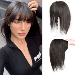 Silike Synthetic Topper Closure Lace Siliky Straight Clips Hair Extension for Women 12 Inch Natural Black Hairpieces