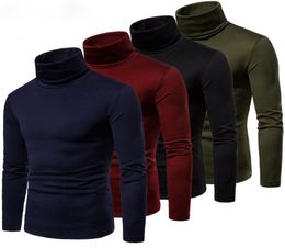 Men Long Sleeve Pullover High Neck Turtleneck Stretch Slim T Shirt Tee7226455