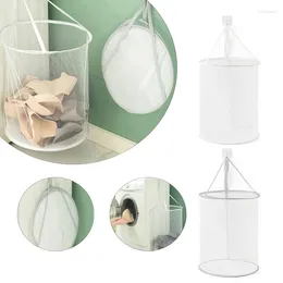 Laundry Bags Hanging Net Bag With Sticker Wall-Mounted Basket Dirty Clothes Storage Bathroom Mesh Hamper