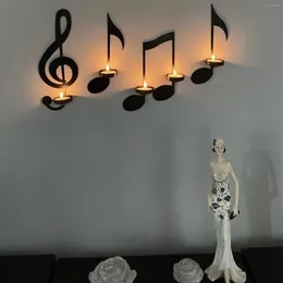 Candle Holders 2024 Creative Musical Notes Wall Hanging Metal Holder Black Candlestick Sconce For Home Office School Decor