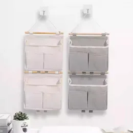 Storage Bags 2Pcs Wall Hanging Waterproof Linen Fabric For Bathroom Office Sorting Bag Organiser Closet Tool