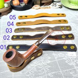 Smoking Colourful Leather Pipes Support Stand Portable Innovative Dry Herb Tobacco Cigarette Cigar Holder Tips Desktop Display Clamp Base Bracket DHL