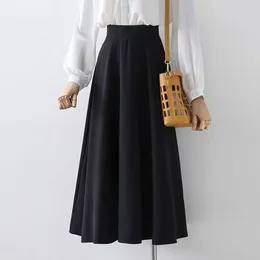 Skirts Black Long Skirt Women 2024 Spring Korean Fashion Elegant Vintage High Waist A-line Midi Length Swing Office Lady Y2k