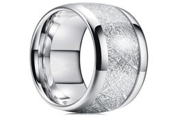 8mm Tungsten Mens Ring Inlay Meteorite Silver Polished Wedding Bands Men039s 316L Stainless Steel Ring Size 7131679860