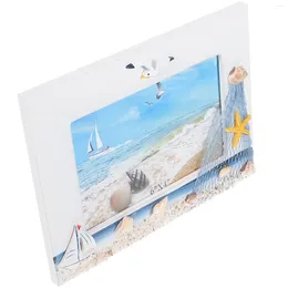 Frames 6 Inches Mediterranean Po Frame Nautical Picture Holder Ocean Ornament Tabletop Vintage Home Decor Wooden Child Summer For