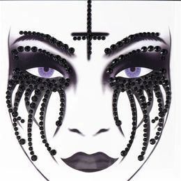 Halloween Fake Tattoo Skull Bone Face Art Jewellery Sticker for Carnival Night Clubbing Makeup Body 240408