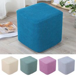 Chair Covers 1pc Soft Footstool Cover Seat Covering Cushion Polyester Elastic Cheque Ottoman Living Room