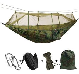 Portable High Strength Parachute Fabric Camping Hammock Hanging Bed With Mosquito Net Sleeping Hammock8848098