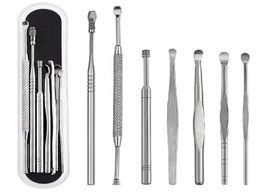 Ear Care Supply 7pcsset Wax Pickers Cleaner Stainless Steel Earpick Remover Curette Pick Spoon Epiwax2920468