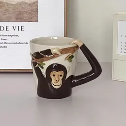 Mugs Creative Cartoon Animal Ceramic Mug Senior Monkey Children Cute Water Cup Personality Funny Coffee Gift Kitchen Tableware