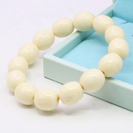 Strand 13X15mm Bucket White Imitation Beeswax Resin Bracelets Female Elastic For Women Girls Gifts DIY Jewellery Making Design