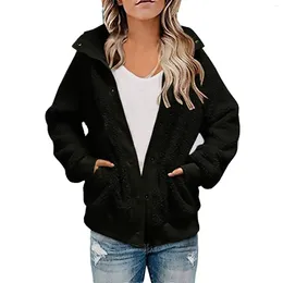 Women's Jackets Fleece Warm Coat Fitted Pullover Women Autumn And Winter H Patchwork Zipper Pocket Hooded Loose Tank Top Herren