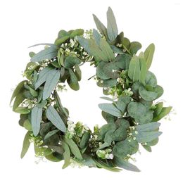 Decorative Flowers Winter Wreath Eucalyptus Teardrop Decor Fall Wreaths For Front Door Mirror Wall- Artificial