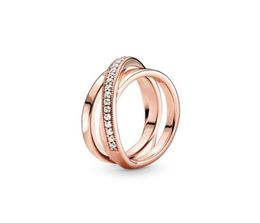 18K Rose gold Dazzling Daisy Meadow Stackable Ring for P 925 Sterling Silver designer rings Set With Original box2087677