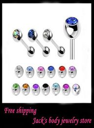 Tongue jewelry T07 mix 8 color 100pcslot body jewelry piercing 316L stainless steel tongue bar tongue ring9801021