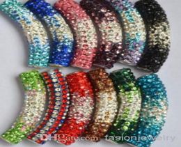 30 pcslot 45cm mixed multicolor Rhinestone Micro Pave CZ Crystal gradual change tube Long tubes bending beads Bracelets Findings3160294