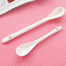 Spoons Small White Porcelain Long Handle Ceramic Dessert Ice Cream Soup Coffee Tea Spoon Teaspoons Home Tableware