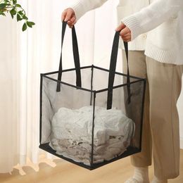 Laundry Bags Portable Dirty Clothes Hamper Bag Collapsible Travel Basket Washing Storage Polyester Fibre Mesh