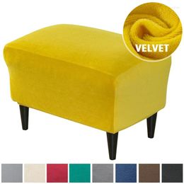 Chair Covers Velvet Footstool Cover Ottoman Stretch Rectangle Stool Sofa Footrest Slipcovers For Home El Kitchen Bedroom