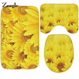 Bath Mats Zeegle Flower Pattern Toilet Floor Non-slip Absorbent Flannel Rugs Bathroom Carpet Home Decor