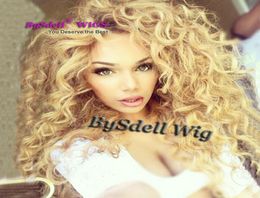 Newest Honey Blonde Color Brazilian Deep Curly front Lace Wig 7a Heat Resistant Hair Weave lace front Wigs for Black white women6469839