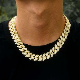 Krkc&Co 18Mm 20Inch 14K Gold Mens Hip Hop Diamond Jewellery Cuban Link Chain Necklace
