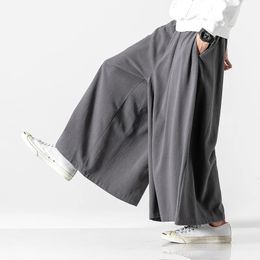 Autumn Men's Causal Baggy Pants Fashion Solid Colour Jogging Pants Men Cotton Loose Traditional Wide Leg Pants Woman Drop240408