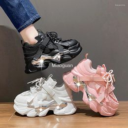 Casual Shoes Women's Chunky Platform Sneakers 2024 Spring Thick Bottom Sports Woman Black White Trainers Zapatillas De Mujer For Female